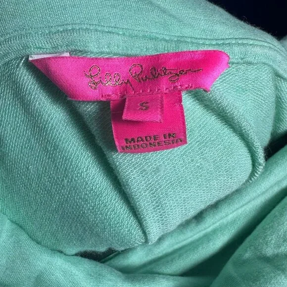 LILLY PULITZER Belinda Off The Shoulder Pullover Heathered Resort Aqua Top Sz S - Picture 6 of 8